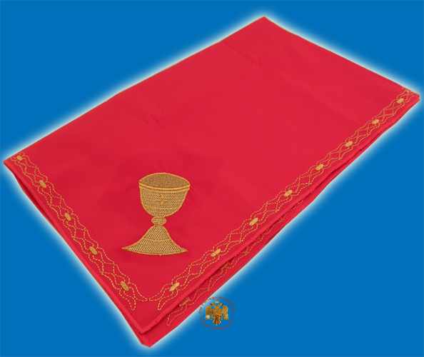 Maktro Holy Communion Divine Liturgy Purificator Burgandry Cotton Cloth with Gold Thread Holy Communion